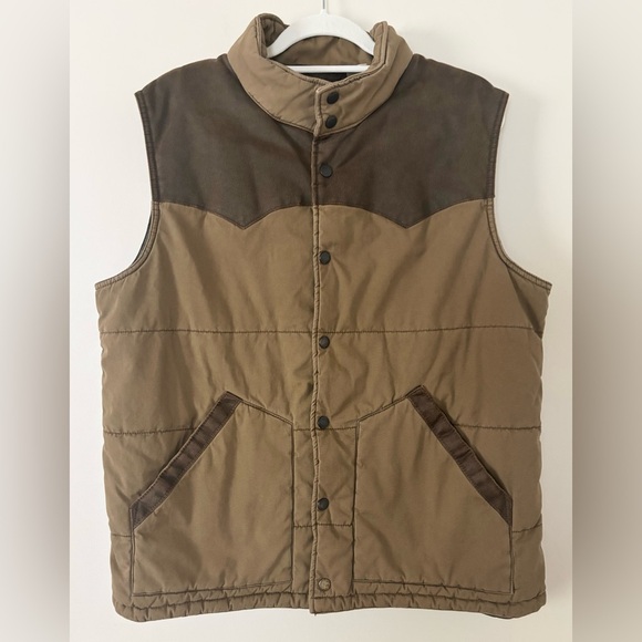 Redhead Vintage Style Western Brown Snap Button Warm Lightweight Puffer Vest - Picture 1 of 9